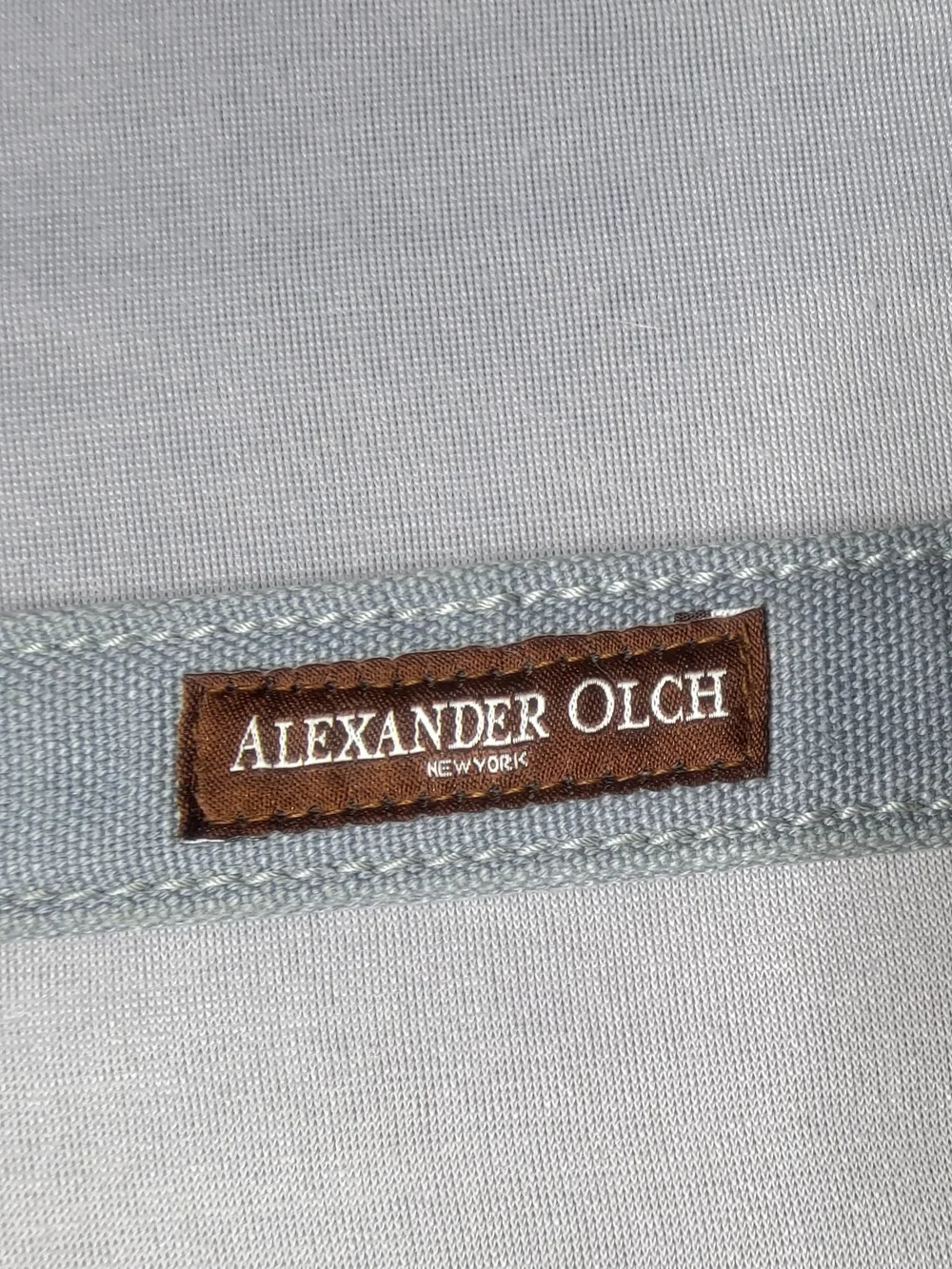 Alexander Olch Men's Canvas Belt in Light Gray with Silver Buckle Size M